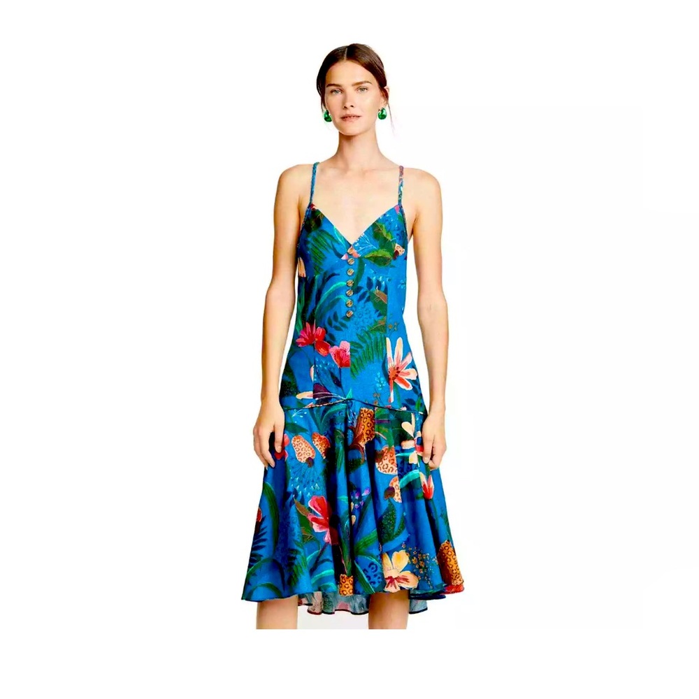 FARM Rio Jungle Midi Dress XS Fit and Flare